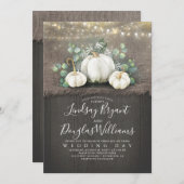 Rustieke witte pompoen en baby's adem bruiloft kaart (Voorkant / Achterkant)