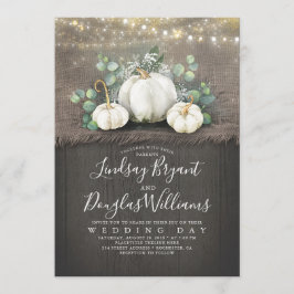 Rustieke witte pompoen en baby's adem bruiloft kaart