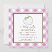 Rustieke Witte Pompoen en Gingham Baby shower Kaart (Voorkant)