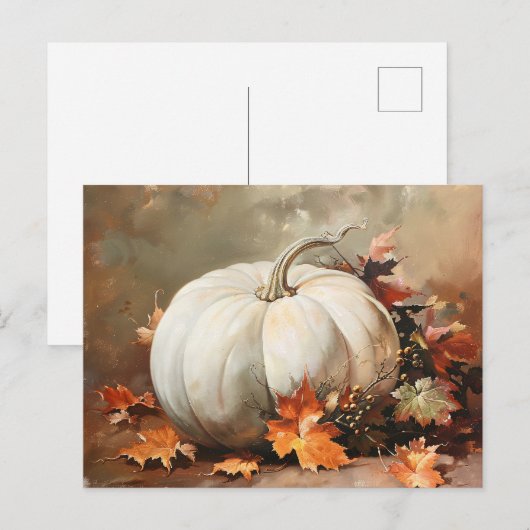Rustieke Witte Pompoen Schilderij Briefkaart (Voorkant / Achterkant)