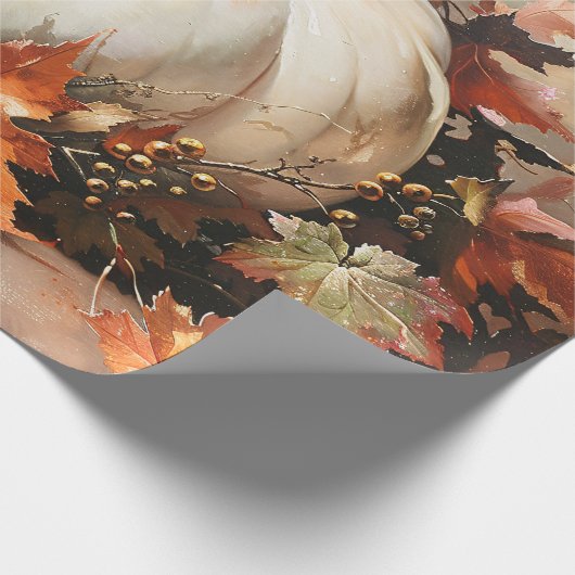 Rustieke Witte Pompoen Schilderij Decoupage Cadeaupapier (Hoek)