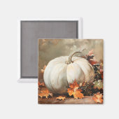 Rustieke Witte Pompoen Schilderij Magneet (Voorkant / Achterkant)