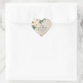 Rustieke witte roos bloemig dank u bruiloft hart sticker (Tas)