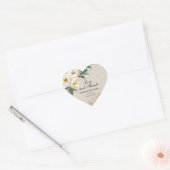 Rustieke witte roos bloemig dank u bruiloft hart sticker (Envelop)