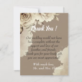 Rustieke witte roos foto sjabloon bruiloft dank u (Achterkant)