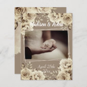 Rustieke witte roos foto sjabloon bruiloft dank u (Voorkant / Achterkant)