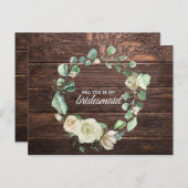 Rustieke Witte Roos Houten Bloemige Waterverf Trou Uitnodiging Briefkaart (Voorkant / Achterkant)