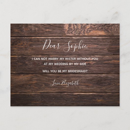 Rustieke Witte Roos Houten Bloemige Waterverf Trou Uitnodiging Briefkaart (Achterkant)