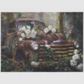 Rustieke Witte Roos Truck Decoupage Tissuepapier (Voorkant)