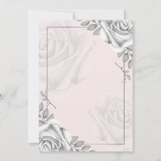 Rustieke Witte Rose Fotosjabloon Sla de datum op Aankondiging (Achterkant)