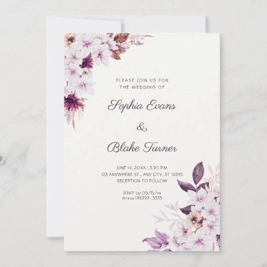 Rustieke witte roze bloemen Boho Off witte trouw Kaart (Voorkant)