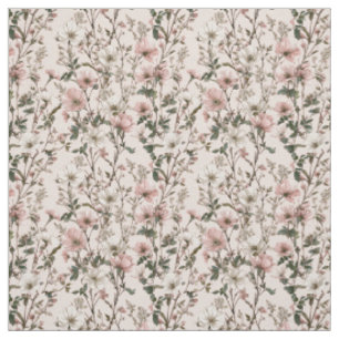 Rustieke Witte Roze Botanische Pastel Antieke Bloe Stof