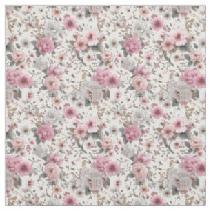 Rustieke witte roze botanische pastel vintage bloe stof