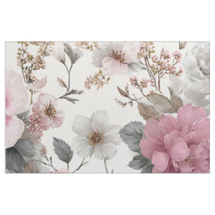 Rustieke witte roze botanische pastel vintage bloe stof