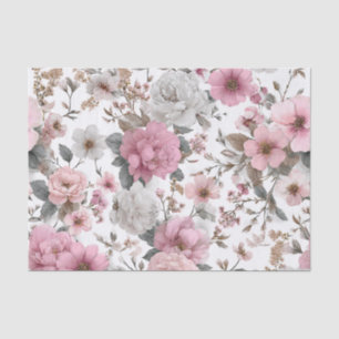 Rustieke Witte Roze Vintage Boho Bloem Tissuepapier