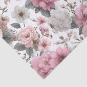 Rustieke Witte Roze Vintage Boho Bloem Tissuepapier (Detail)