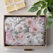 Rustieke Witte Roze Vintage Boho Bloem Tissuepapier (Geschenk)
