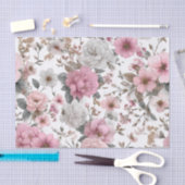 Rustieke Witte Roze Vintage Boho Bloem Tissuepapier (Craft)
