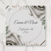 Rustieke witte rozen bloemen bruiloft bedankjes labels (Voorkant)