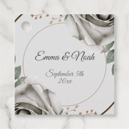 Rustieke witte rozen bloemen bruiloft bedankjes labels