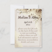 Rustieke witte rozen bruiloft details behuizing Ka RSVP Kaartje (Voorkant)