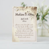 Rustieke witte rozen bruiloft details behuizing Ka RSVP Kaartje (Staand voorkant)