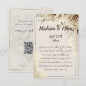 Rustieke witte rozen bruiloft details behuizing Ka RSVP Kaartje (Voorkant / Achterkant)