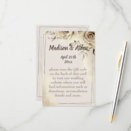 Rustieke witte rozen bruiloft details behuizing Ka RSVP Kaartje