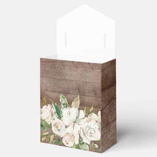 Rustieke Witte Rozen Meisjes Baby shower Favor Box Bedankdoosjes (Geopend)