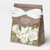 Rustieke Witte Rozen Meisjes Baby shower Favor Box Bedankdoosjes (Voorkant Zijde)