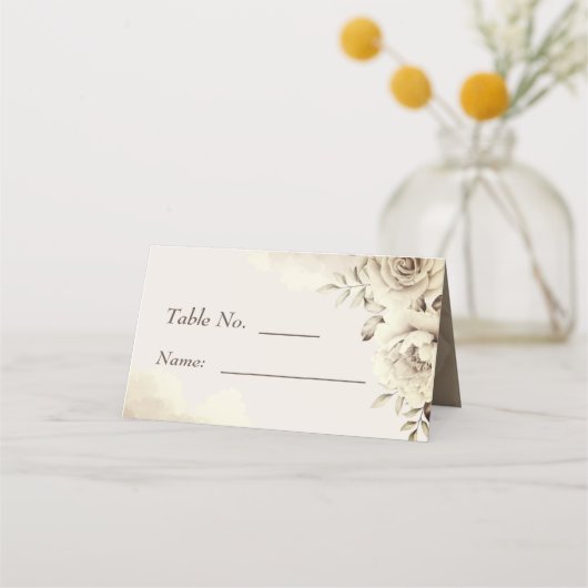 Rustieke witte rozen trouwtafel No. Plaats Kaart Plaatskaartje (Achterkant)