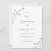 Rustieke Witte Salie Groene Wildflower Boho Weddin Kaart (Voorkant)