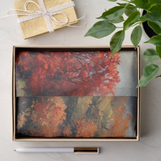 Rustieke Witte Schuur Herfstbomen Decoupage Tissuepapier (Geschenk)