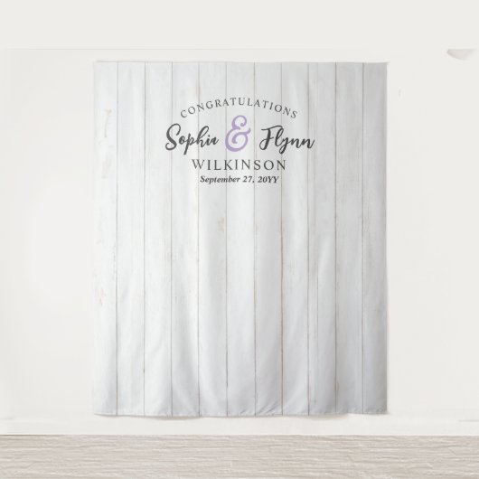 Rustieke witte schuur hout bruiloft gast foto cabi wandkleed (Voorkant)