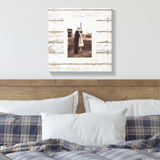 rustieke witte schuur hout schuur bruiloft canvas afdruk (Insitu (Slaapkamer))