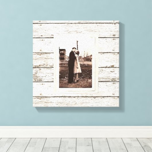 rustieke witte schuur hout schuur bruiloft canvas afdruk (Insitu (Houten vloer))