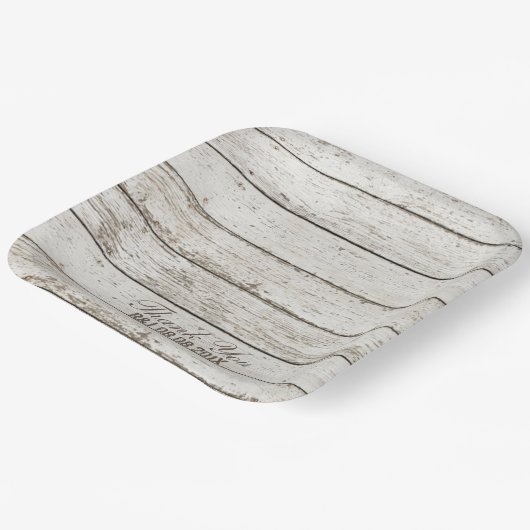 rustieke  witte schuur hout schuur bruiloft gunst papieren bordje (Gebogen)