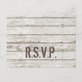 rustieke  witte schuur hout schuur bruiloft RSVP Uitnodiging Briefkaart