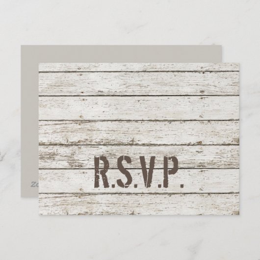 rustieke  witte schuur hout schuur bruiloft RSVP Uitnodiging Briefkaart (Voorkant / Achterkant)