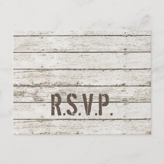rustieke  witte schuur hout schuur bruiloft RSVP Uitnodiging Briefkaart (Voorkant)