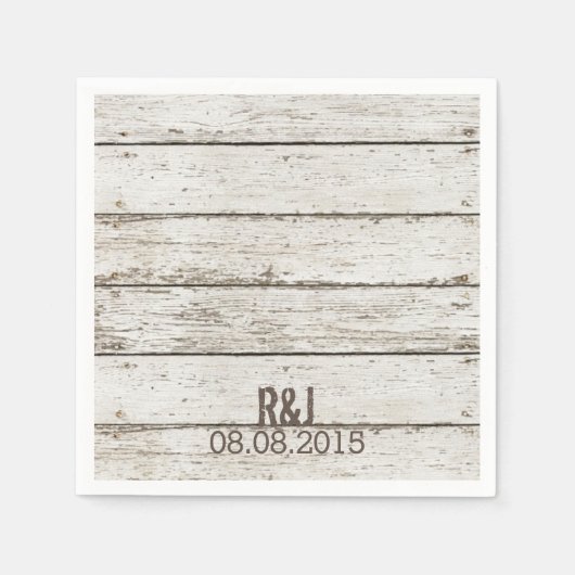 rustieke  witte schuur hout schuur bruiloft servetten (Voorkant)