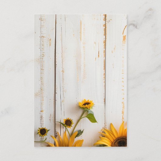 Rustieke Witte Schuur Hout Zonnebloem Wedding Deta Informatiekaartje (Achterkant)