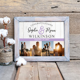 Rustieke witte schuur houten bruiloft pasgetrouwde poster