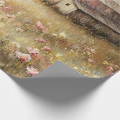 Rustieke Witte Schuur Wildflower Field Decoupage Cadeaupapier (Hoek)