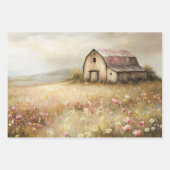 Rustieke Witte Schuur Wildflower Field Decoupage Inpakpapier Vel (Voorkant 2)