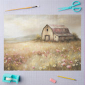 Rustieke Witte Schuur Wildflower Field Decoupage Tissuepapier (Craft)