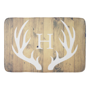 Rustieke witte silhouet herten gewei schuur hout badmat