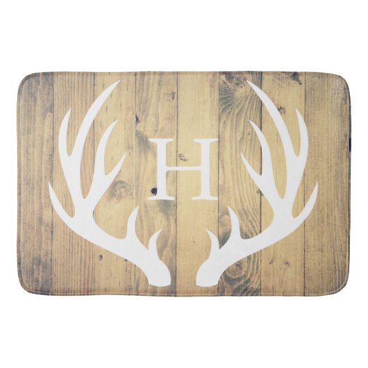 Rustieke witte silhouet herten gewei schuur hout badmat (Voorkant)