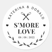 Rustieke witte S'more-liefde trouwgunst ontwerp Ronde Sticker (Voorkant)
