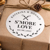 Rustieke witte S'more-liefde trouwgunst ontwerp Ronde Sticker